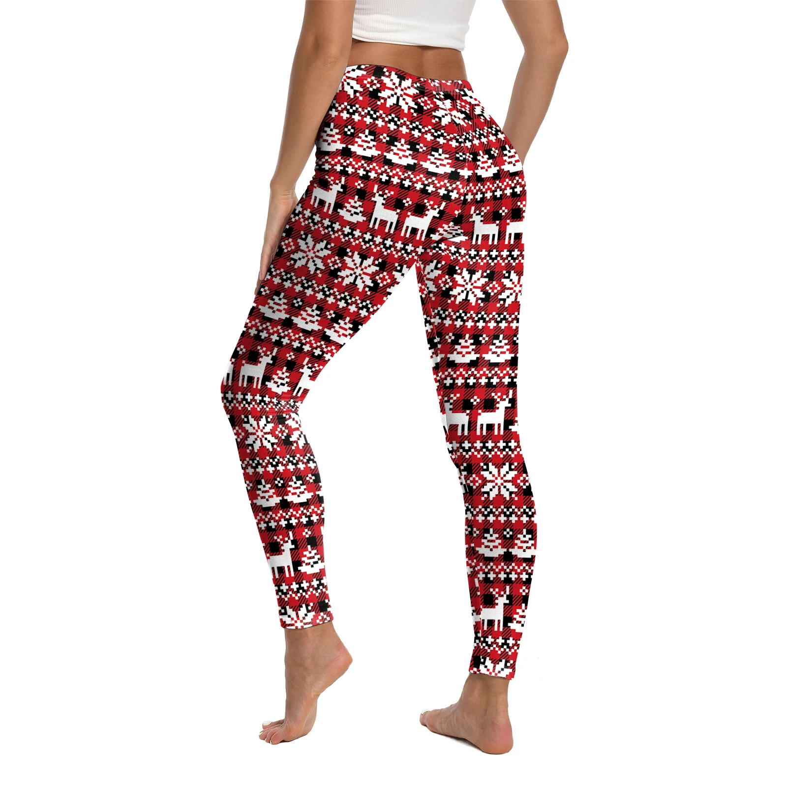 Leggings da donna Pantaloni da allenamento sportivi Lanterne colorate Pantaloni da yoga stampati Abbigliamento sportivo sexy a vita alta Leggings scozzesi natalizi