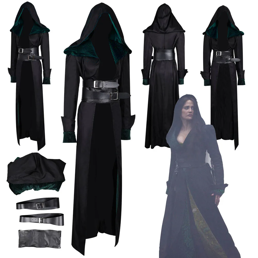 Fantasia Milady Les Trois Cosplay Mousquetaires Costume Black Hooded Cloak For Adult Women Halloween Carnival Role Play Suits