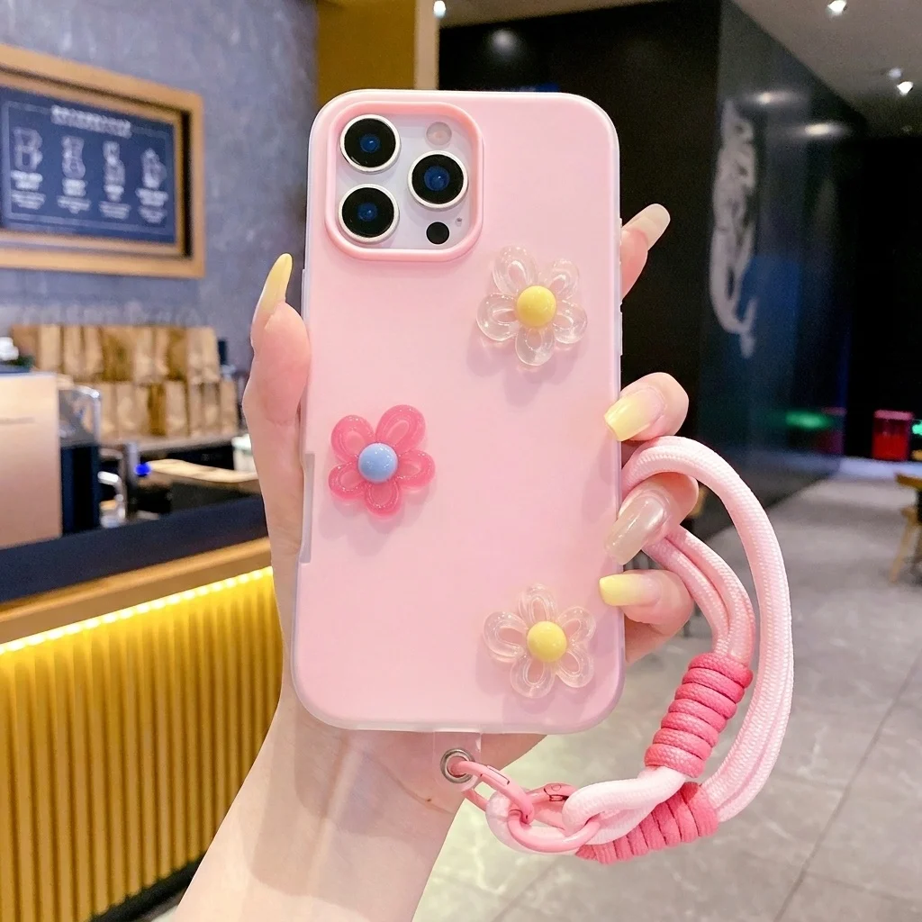 Bonbonfarbene 3D-DIY-Blumen-Lanyard-Handyhülle für Xiaomi 15T 14T Pro 17 Pro Max 15 Pro 11 Lite 5G Stoßfeste TPU Weiche Hülle – Detail 5