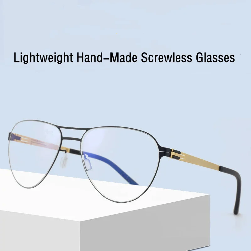 إطار نظارات طبية من الفولاذ المقاوم للصدأ من سلسلة برلين بدون براغي مصنوع يدويًا للنساء خفيف الوزن نظارات طبية ألمانية