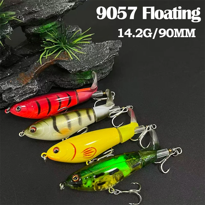 

14g 90mm Rotating Tail Artificial Bait Flexible Whopper Plopper Hard Lure Topwater Prop Lure Bass & Redfish Fishing Accessories