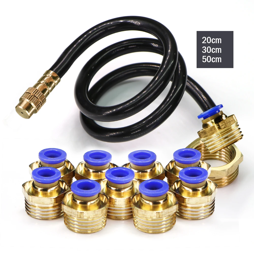 

1/2" 3/4" Misting Nozzles 20/30/50cm 360° Free-bend Adjustable Atomizer Sprayer Brass Adapter Slip Lock Garden Irrigation System