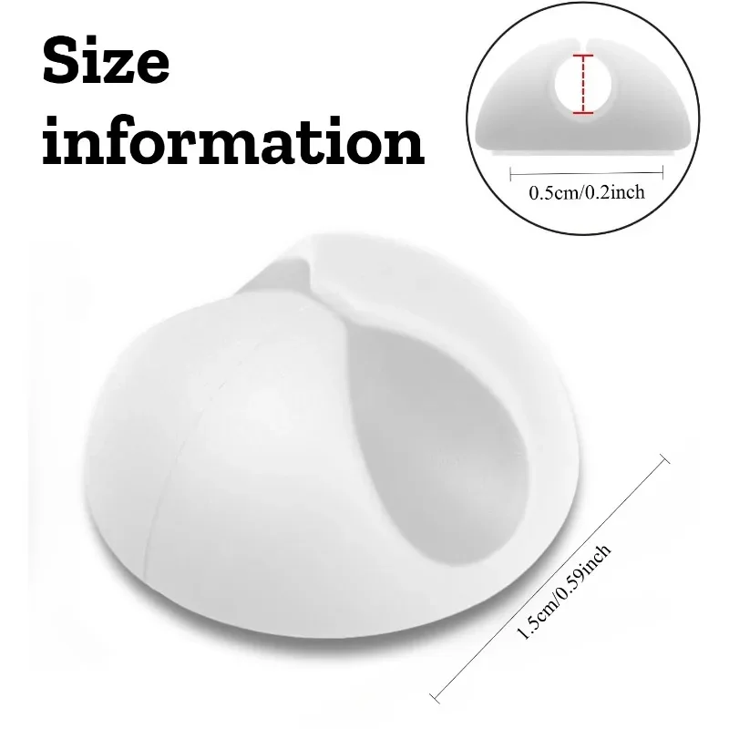 Self-Adhesive Silicone Cable Holder, Mini Round Cord Organizer Clip, Desk Wire Management Keeper for Phone Charging Cables