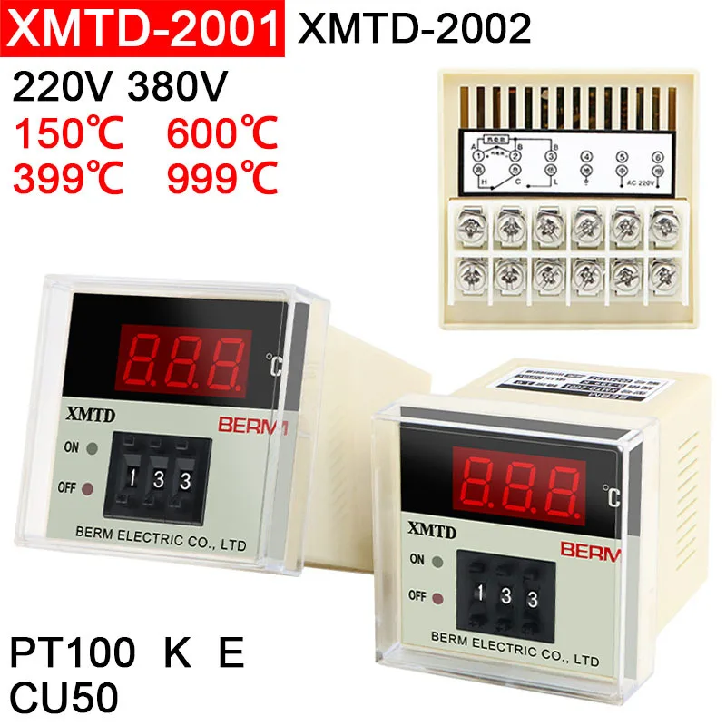 XMTD-2001 Контроллер температуры с цифровым дисплеем XMTD-2002 E Тип PT100 Тип K Тип 220 В 380 В Термостат 0-399 ℃   0-999 ℃   0-150 ℃