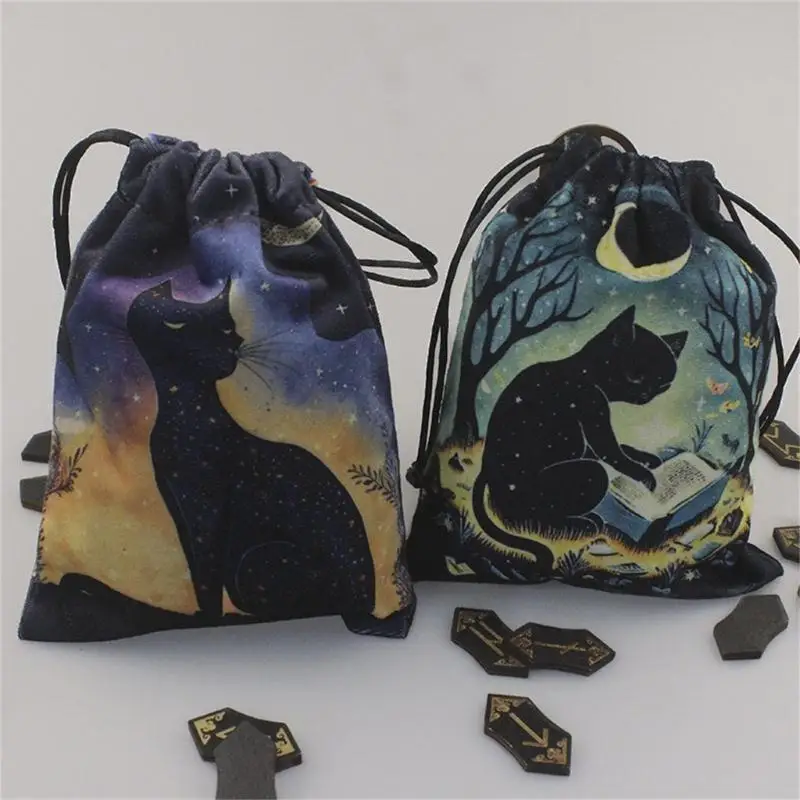 

R6FE Drawstring Dices Bag Astrolabes Divinations Tarots Card Bag Board Game Mini Flannelette Jewelry Packaging Storage