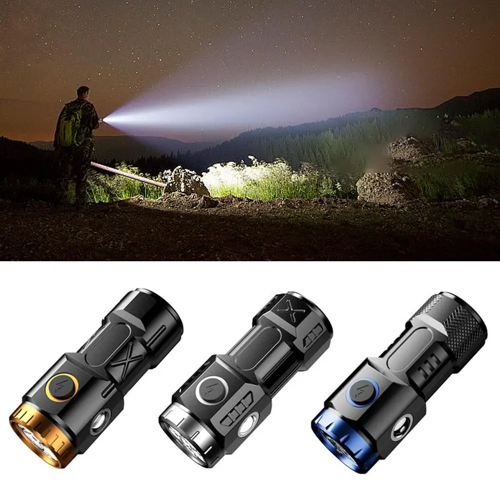 Flashlight Led Strong Light Rechargeable Portable Camping Waterproof Magnet Lighting Lantern Use Outdoor With Equipment H6Q1