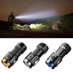 Flashlight Led Strong Light Rechargeable Portable Camping Waterproof Magnet Lighting Lantern Use Outdoor With Equipment H6Q1