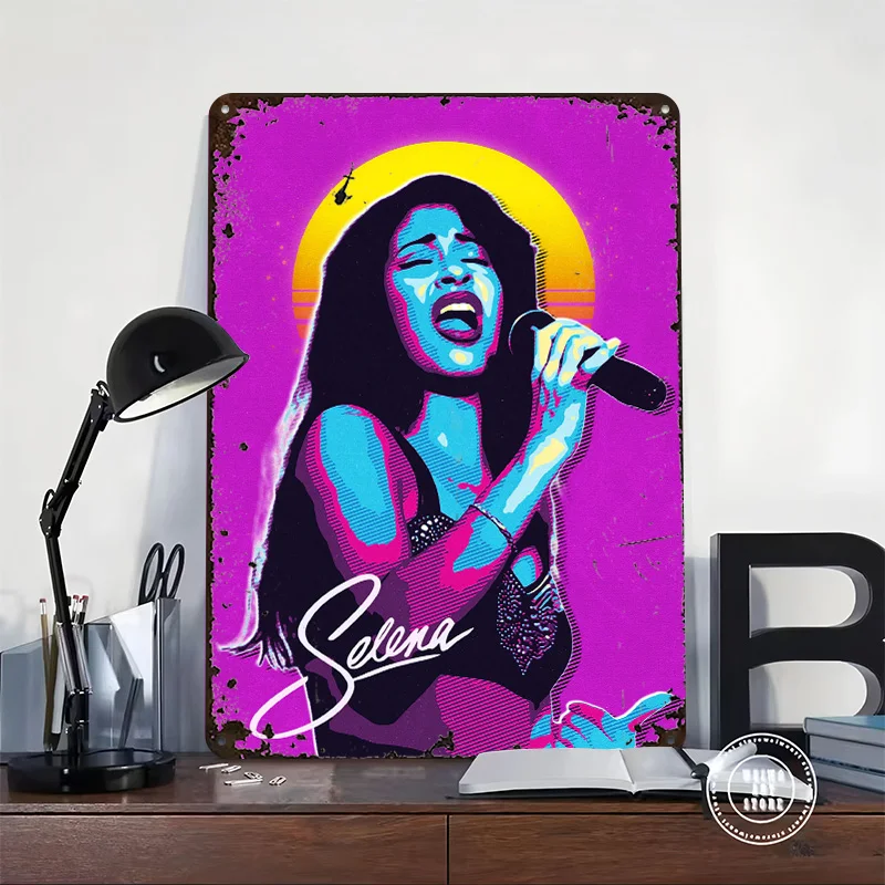 Selena Quintanilla Retro Printed Poster Customized Wall Art Retro Vintage Metal Tin Signs for Room Bedroom Decoration Garage