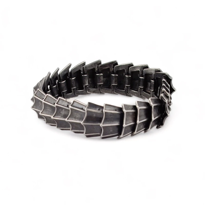 

Vintage Punk Bracelet, Fashionable Minimalist Black Warrior Style, Bold and Stylish Geometric Polygonal Men's Bangle Jewelry Gif