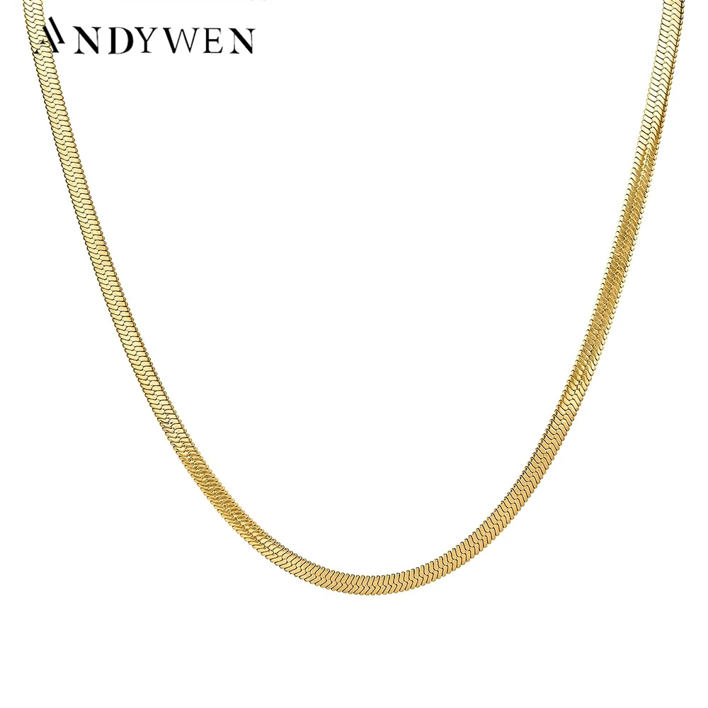 ANDYWEN 925 Sterling Silver 4.5MM Thick Gold Snake Chain Choker Necklace 2021Luxury Fine Jewelry Wedding Party Jewels Rock Punk