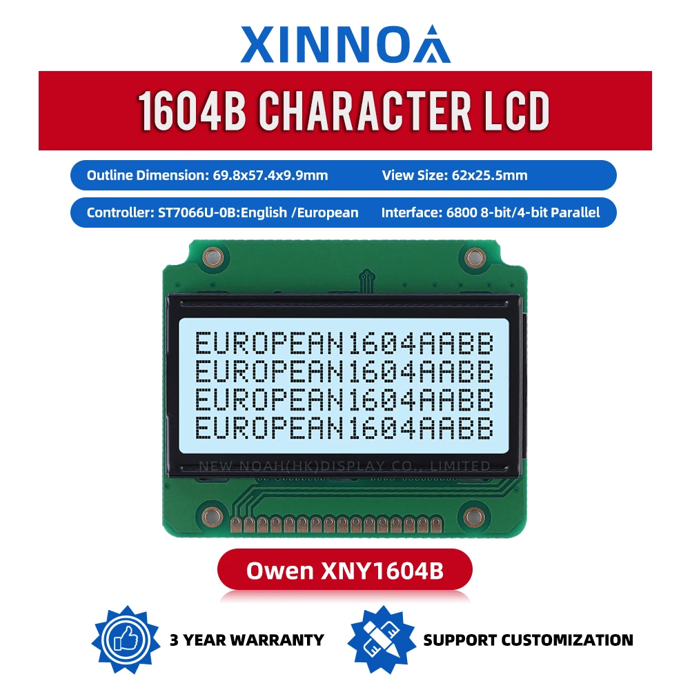 European Gray Film Black Letters 1604B Character LCD Module Display Screen 04*16 LCD ST7066U 3.6-Inch Multi Character Library