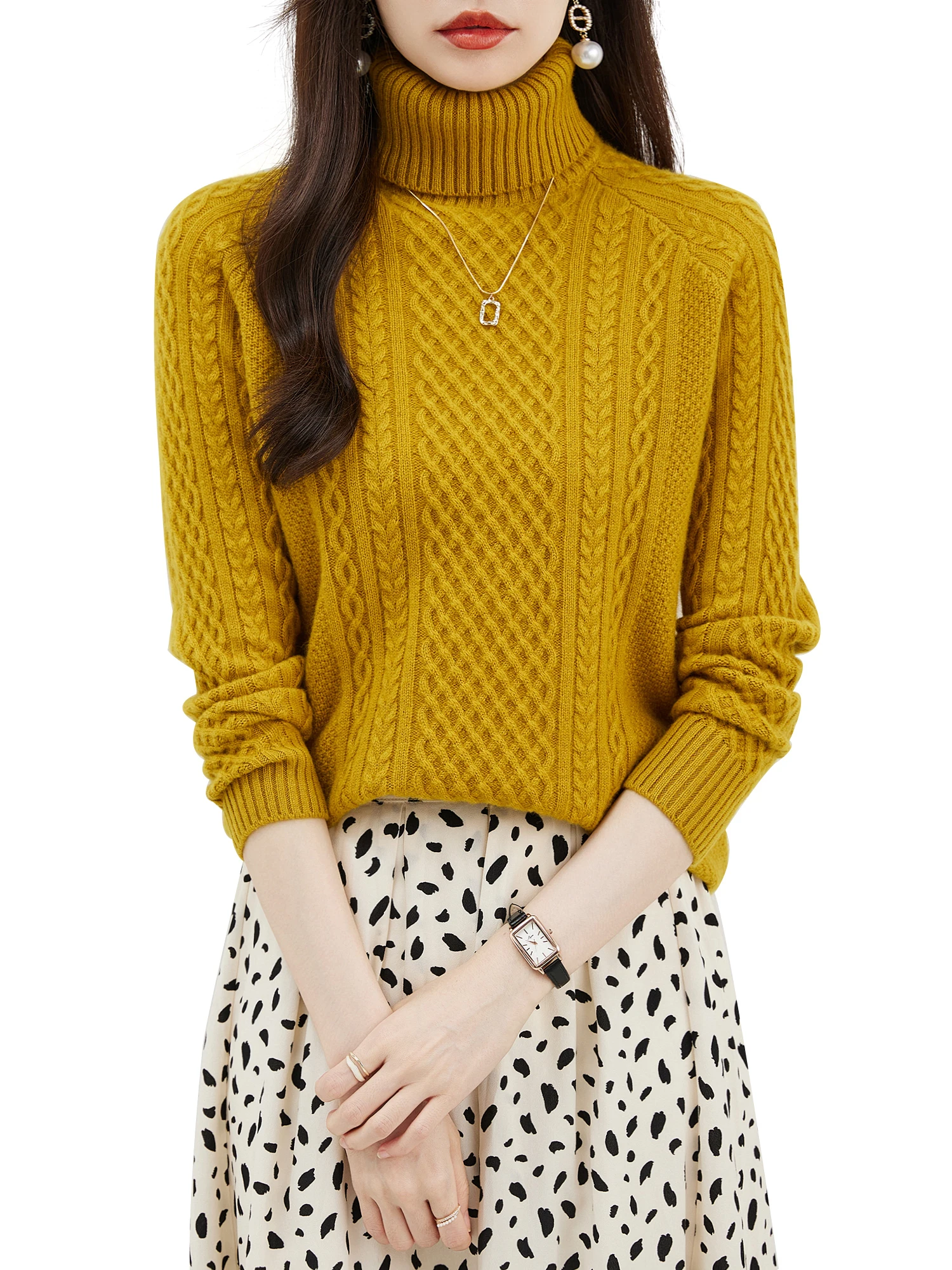 EU Size Turtleneck Women's 100% Merino Wool Sweater 2023 Fall Winter Tops Warm Pullover Long Sleeve Vintage Basic Knit Sweaters