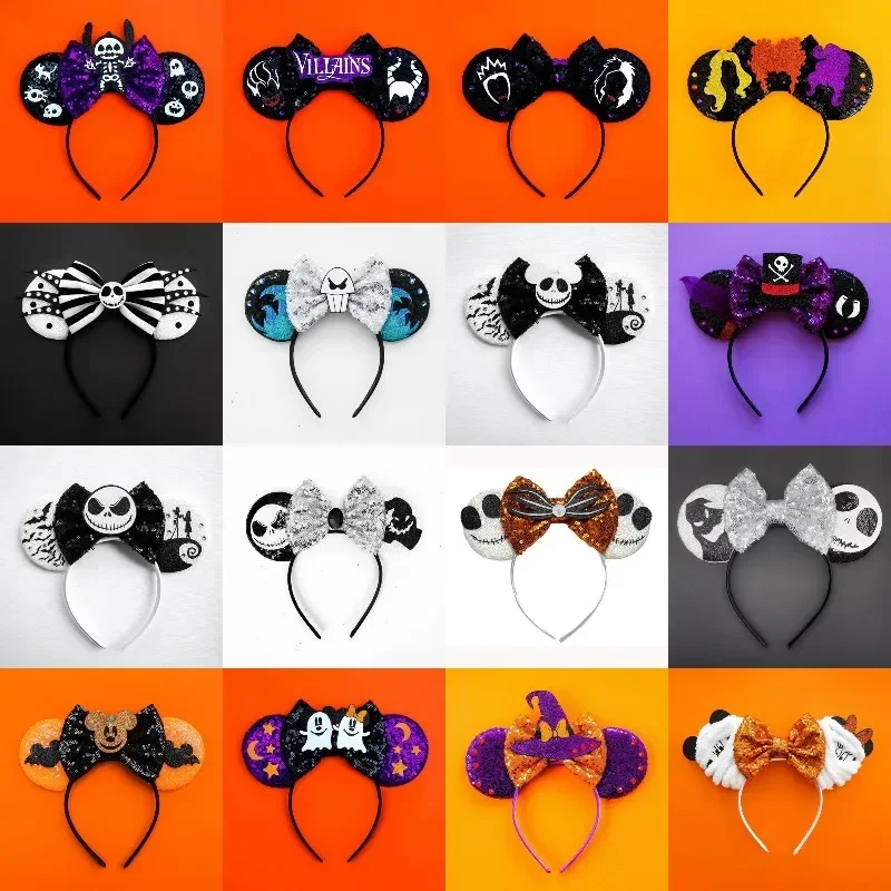 Diademas de Halloween de Disney para adultos y niños, diadema de maléfica con esqueleto de murciélago, accesorios para el cabello de fiesta de fantasma para niñas y mujeres