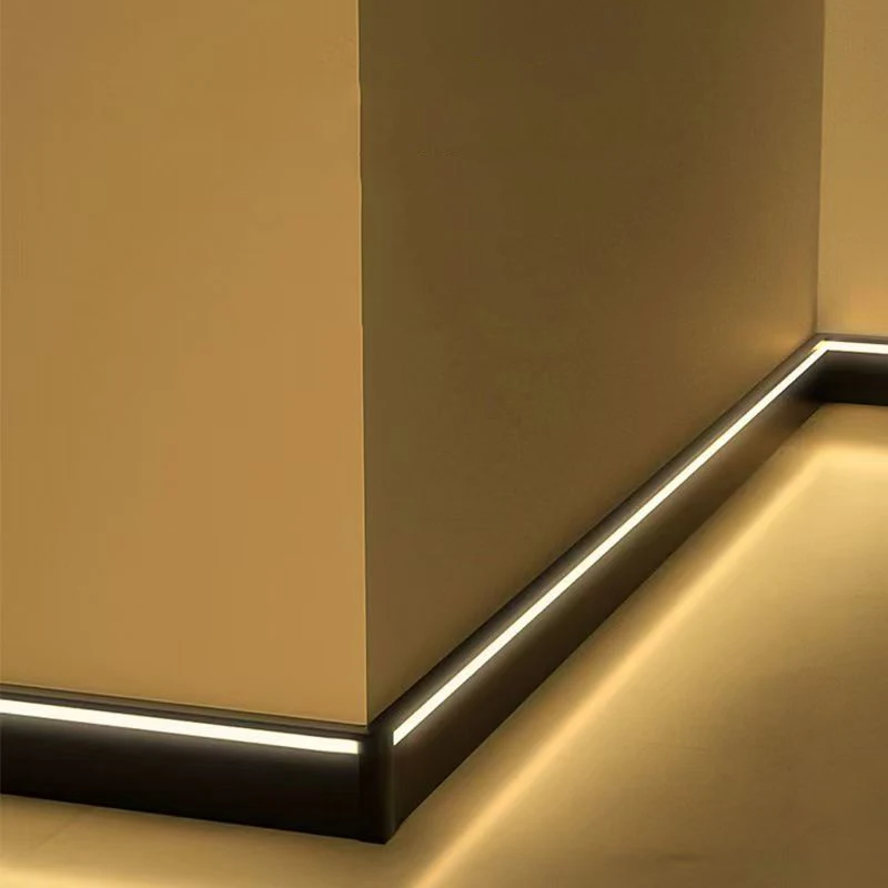 LED Skirting Board Aluminium Profile Extremely Narrow Led Channel Wall Corner Baseboard Line Strip Light