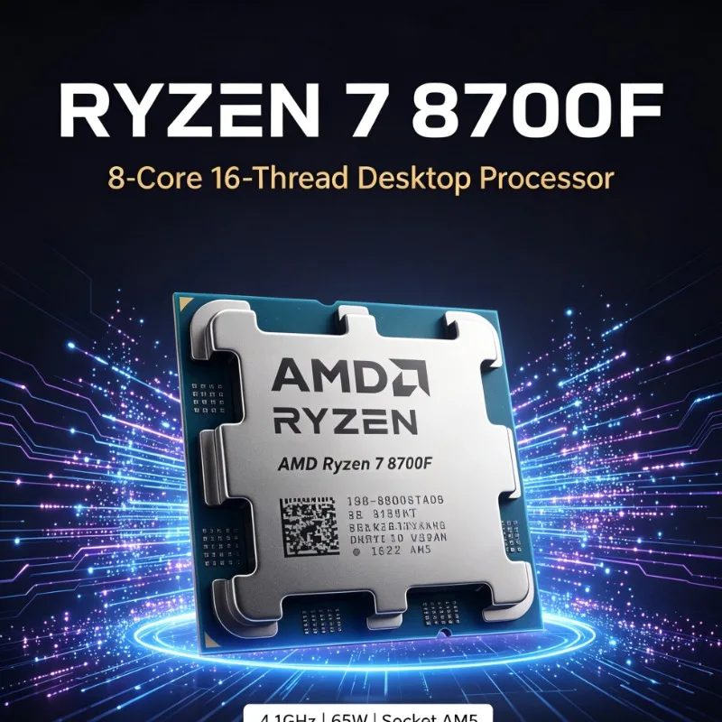R7 8700F 4NM 4.1GHz 8‑Core 16‑Thread 16MB L3 65W Socket AM5 DDR5 PCIe4.0 CPU Without Cooler No Onboard GPU For Gaming Build