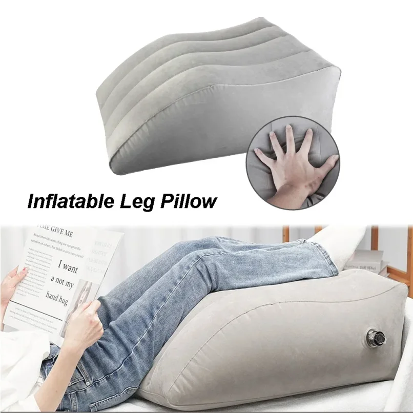 Portable Inflatable Leg Pillow - Wedge Shape, Knee Cushion for Travel & Camping, PVC Foot Pillow for Sleeping, Elevation Support