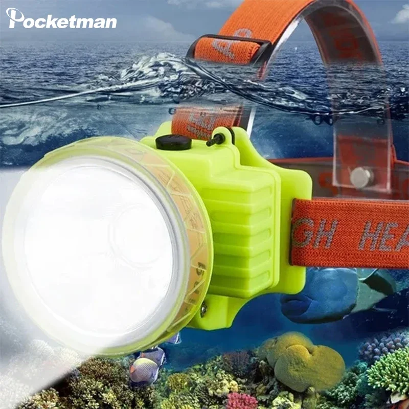 

Diving LED Headlight Scuba Head Flashlight Torch Underwater Headlamp Waterproof IPX7 Rechargeable Light Super Bright