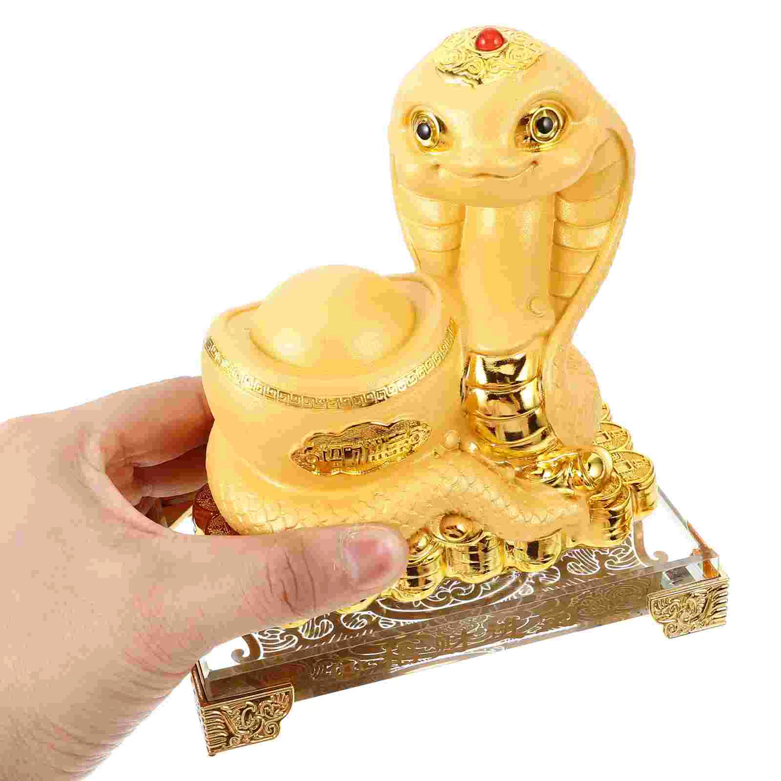 Year Snake Ornaments Gold Accent Decor Gift Chinese Animal Zodiac Figurines Resin Choice Brass Decorations