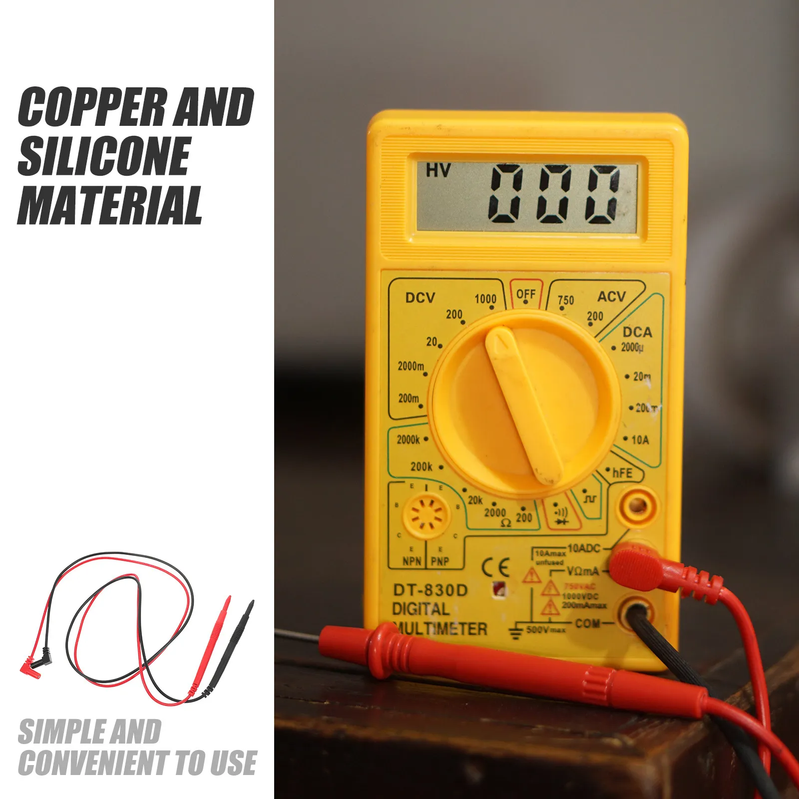 1Set Digital Multimeter Test Leads Flexible Strong Wire 1000V 10A High Efficiency Testing Tool for Technicians Portable Multi