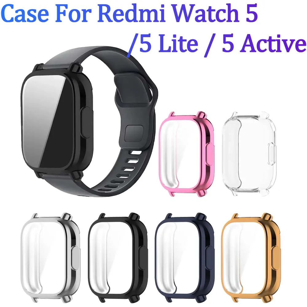 Funda todo incluido de TPU para Redmi Watch 5/5 Lite/5 Active Soft TPU Plating Protector Watch Cover Suit para Redmi Watch