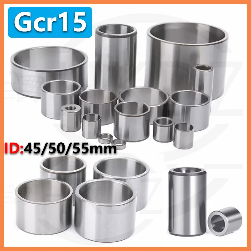 Bearing Steel Bushing ID 45/50/55mm Round Hollow Shaft Sleeve Wear Resistant Guide Standoff Spacers OD 50-77mm Length 15-140mm