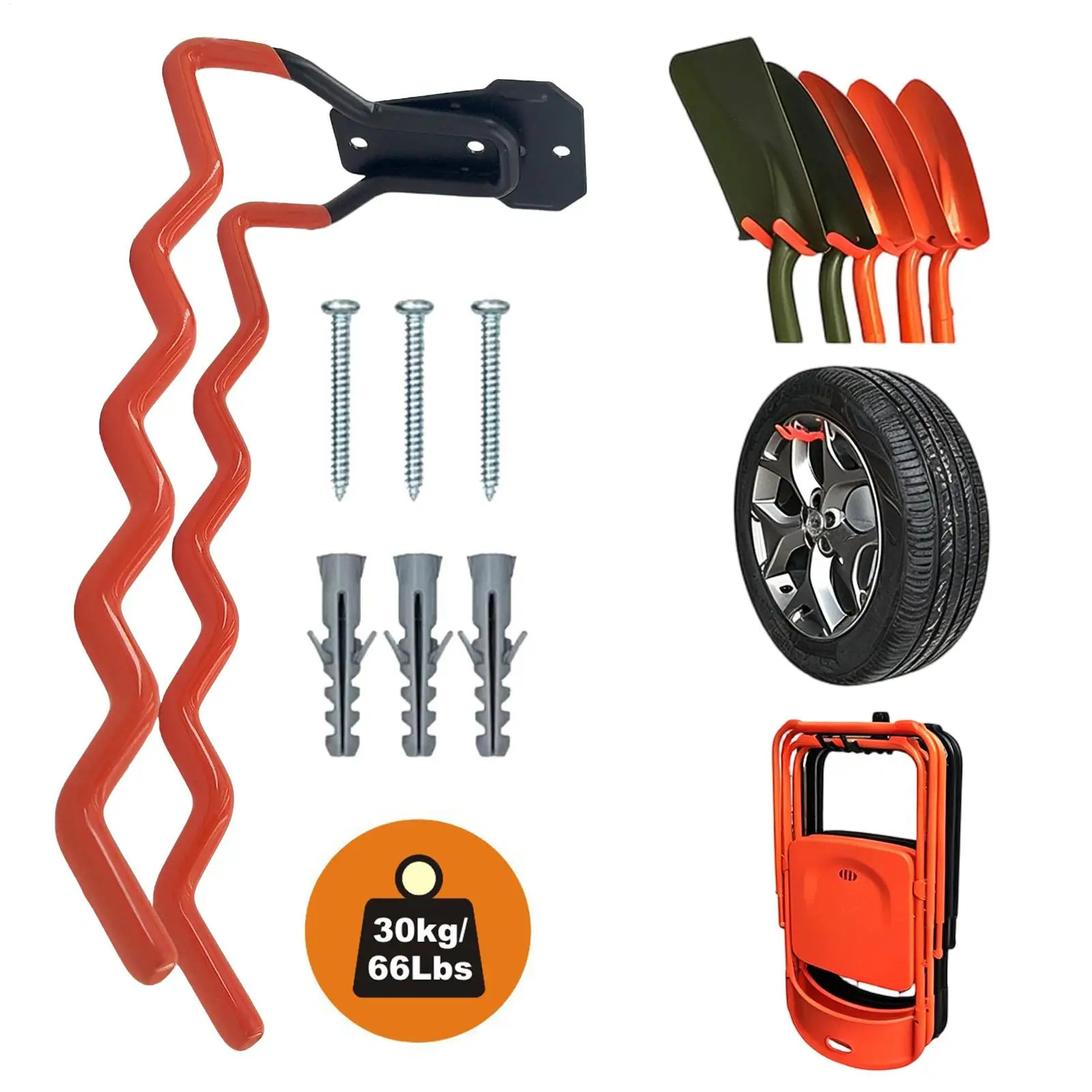 12 Inch Metal Garage Hook Anti-Slip Heavy Duty Wave-Shaped Ladder Hanger Garage Storage Hangers For Bikes Scooter Ladders Tools