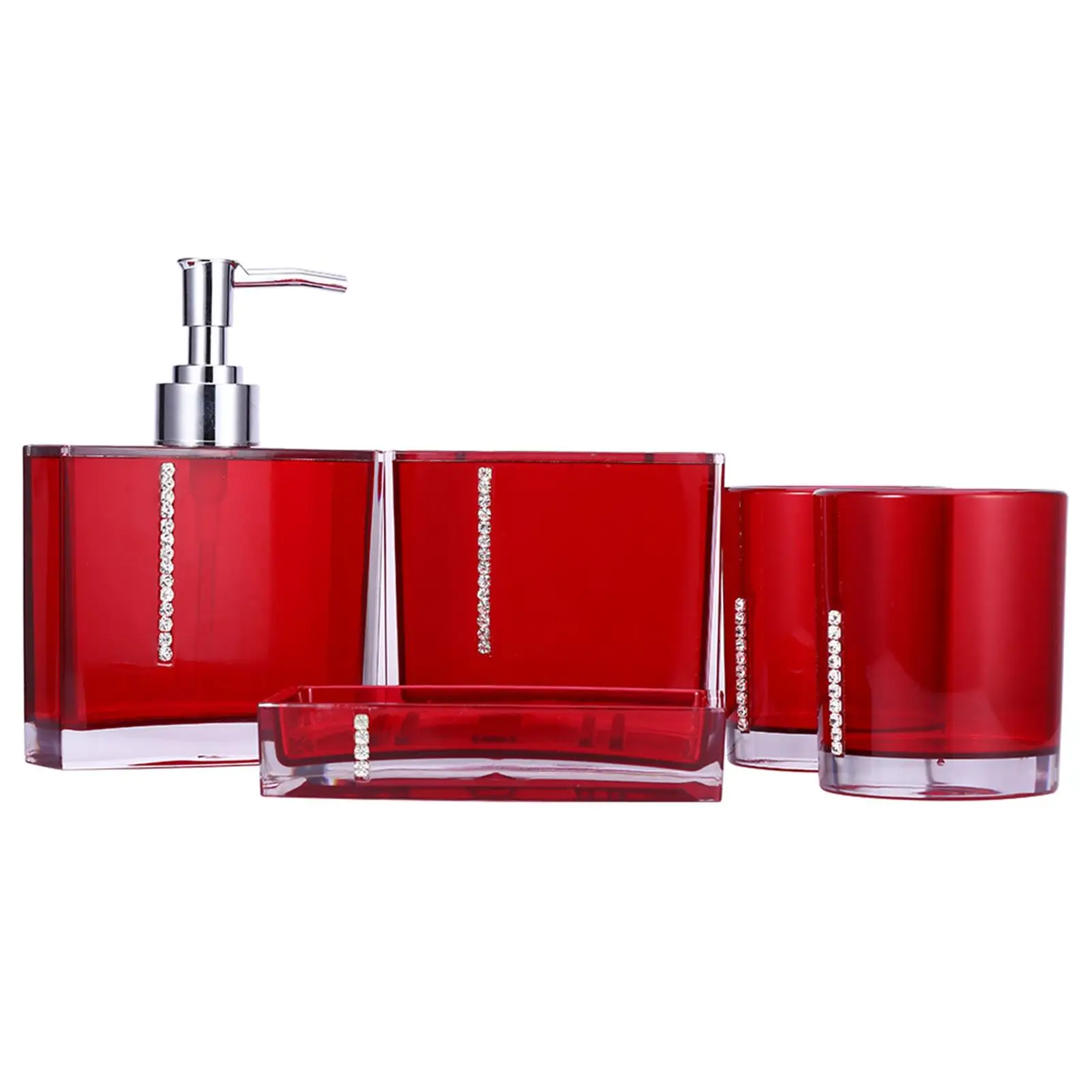 5Pcs Bathroom Accessory Set: Emulsion Bottle, Toothbrush Holder, Soap Dish, Gargle Cup & Dispenser - Essential Bath Supplies