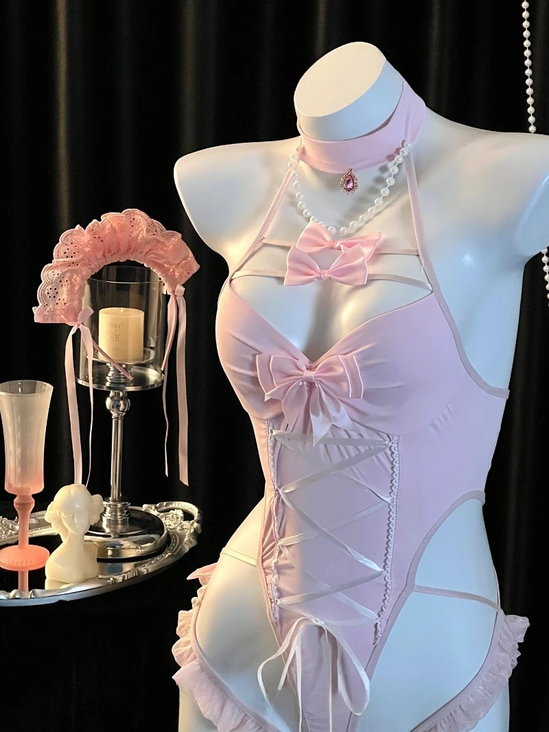 Nuovo vestito Streamer Pure Desire, tuta Open-Groin con scollo a V profondo, uniforme femminile senza prendere Body-Con, lingerie sexy seducente