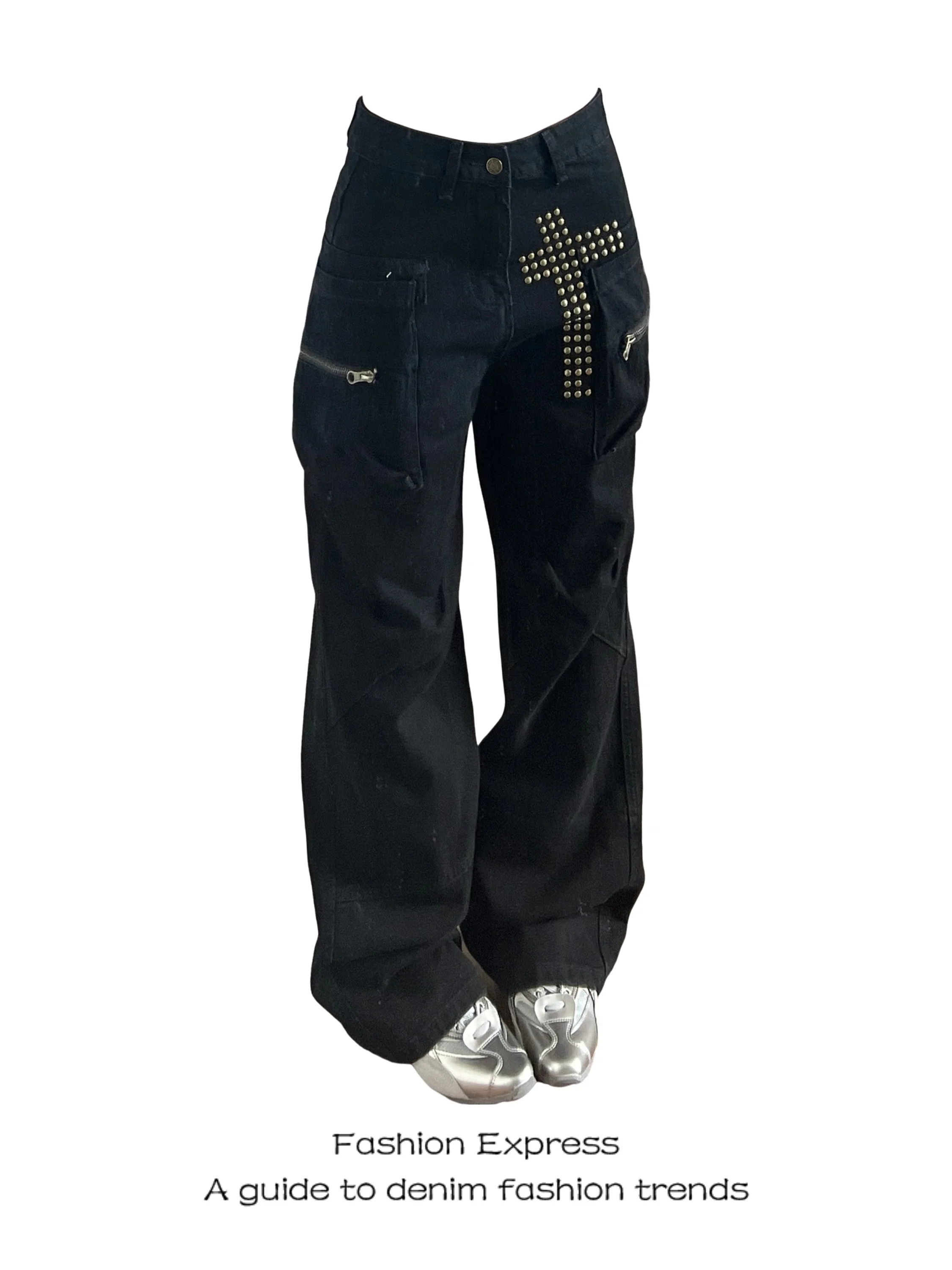 

Bla Casual Work Pants Women's Straight Leg Jeans Rivet Multi ket Loose Fit Spring Autumn American Street Sle Trousers