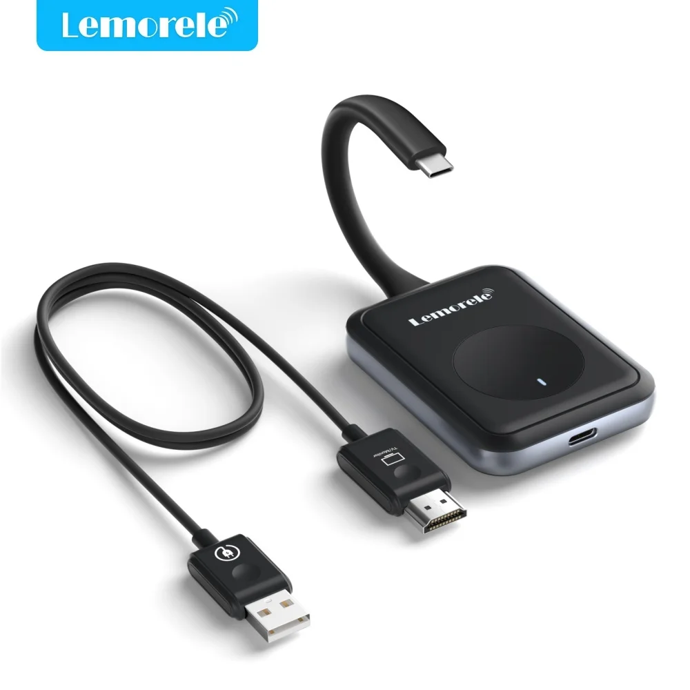 

Lemorele USB-C Wireless Video Transmitter Receiver Kit HDMI Extender to Monitor Projector HDTV for PC Camera Office Meetings