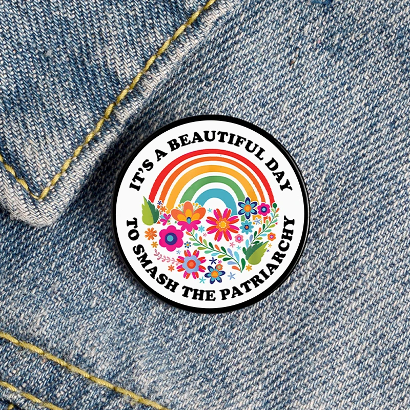 Smash the patriarchy feminist Custom pin Funny Brooches Shirt Lapel Cute Badge Cartoon Jewelry Gift for Lover Girl Friends