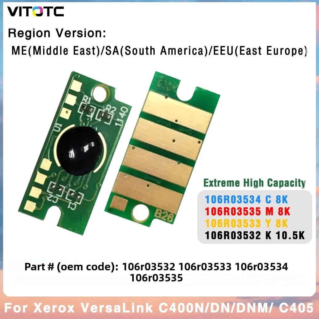 4 Pack Extreme High Capacity Toner Reset Chip Compatible For Xerox Versalink C405 C400 C400N C400DN C400DNM view 6