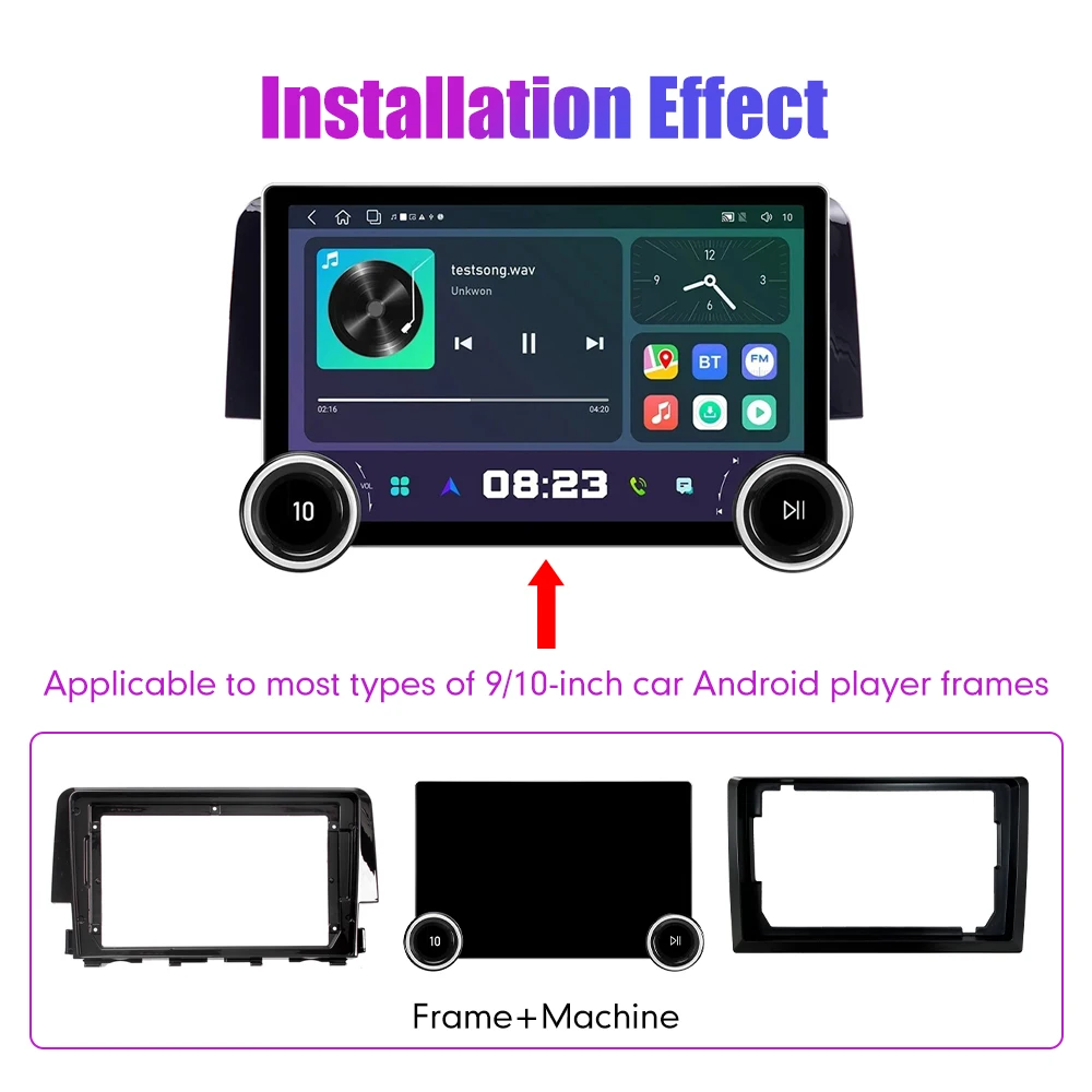 11.8 Inch 2K Double Knobs 2 Din Car Radio For Honda Civic 2016-2019 Car Radio DVD Multimedia Video Player Android Auto Carplay