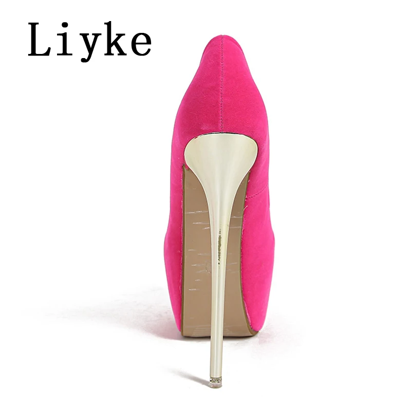 Liyke 2024 Spring Autumn Fashion Platform Pumps Sexy Round Toe Thin High Heels Women\'s  Wedding Party Nightclub Dress Shoes