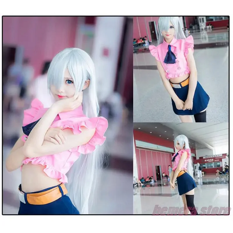 Adult Girl Cosplay Costume The Seven Deadly Sins Elizabeth Liones Cosplay Summer Clothing Belt Bow Tie Dropshipping