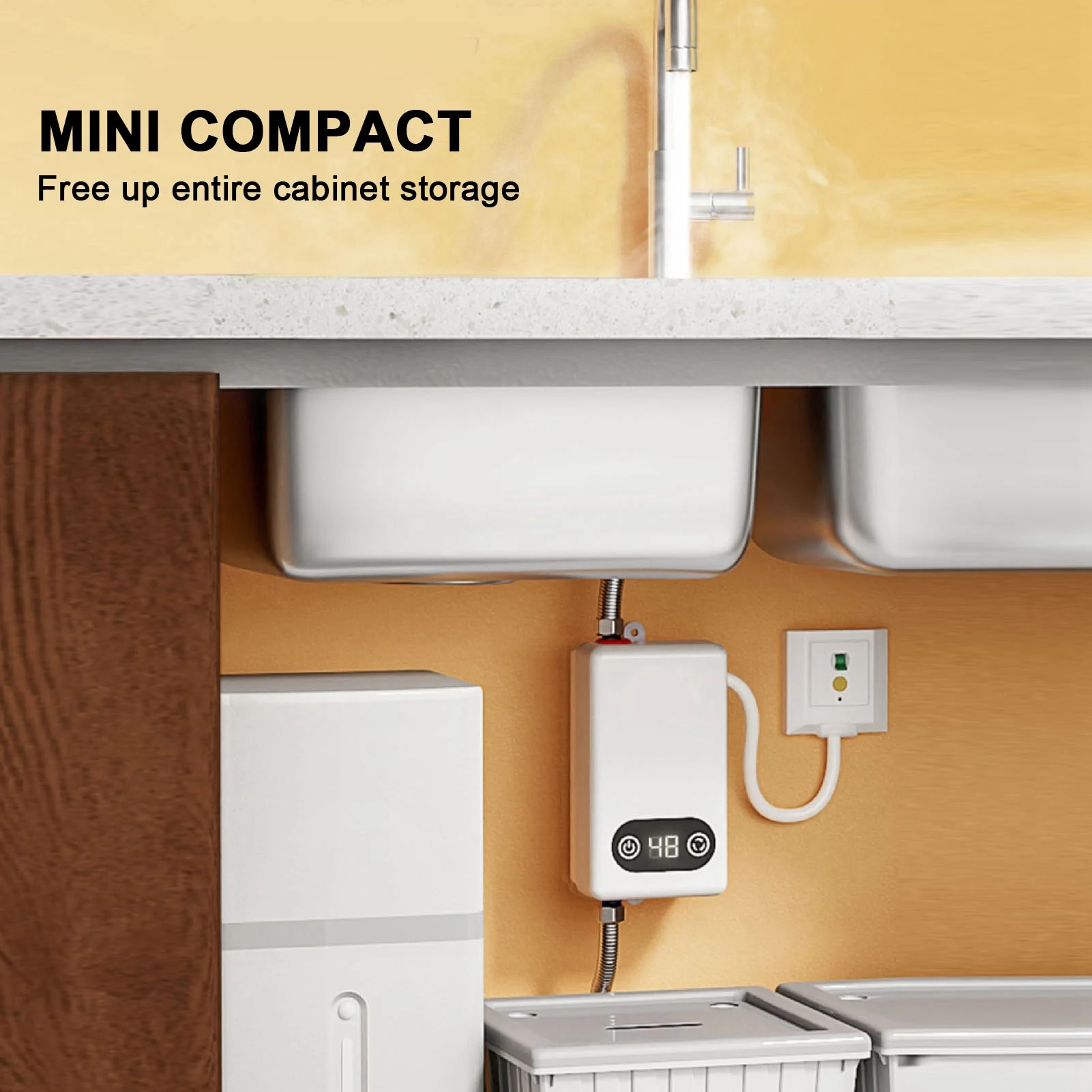 電気タンクレス給湯器 3400W メモリ機能 周波数変換 定温