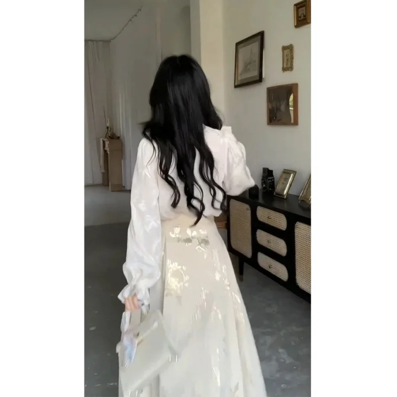 

Chinese Style Heavy Industry Jacquard Gold Silk Horse Face Skirt For Women's Winter New High Waisted Slimming Skirt XG345K78