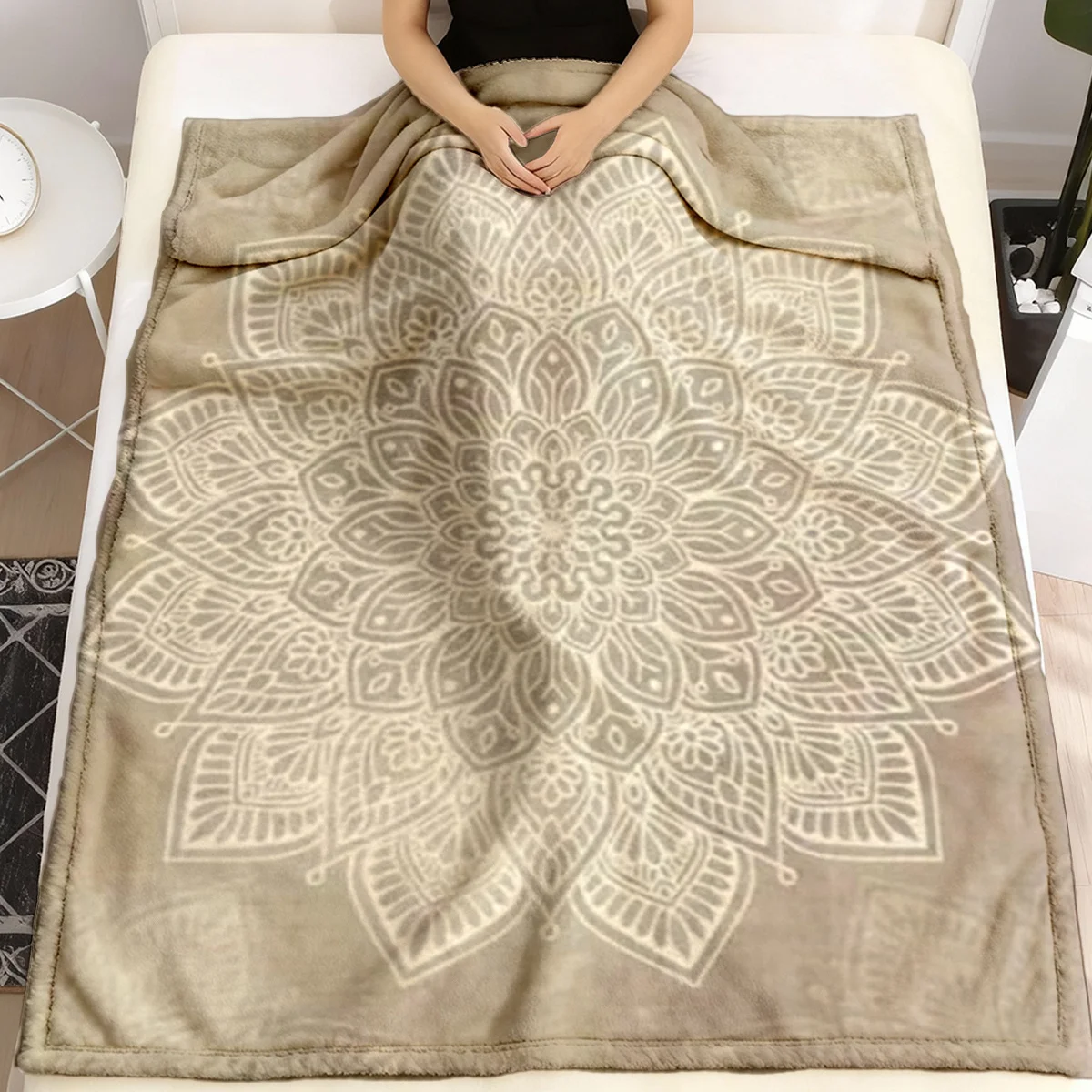Boho Mandala Throw Blanket Chunky Knit Plush Decorative Throw for Sofa Couch Living Room Bed Decor Warm Winter Cozy Knit