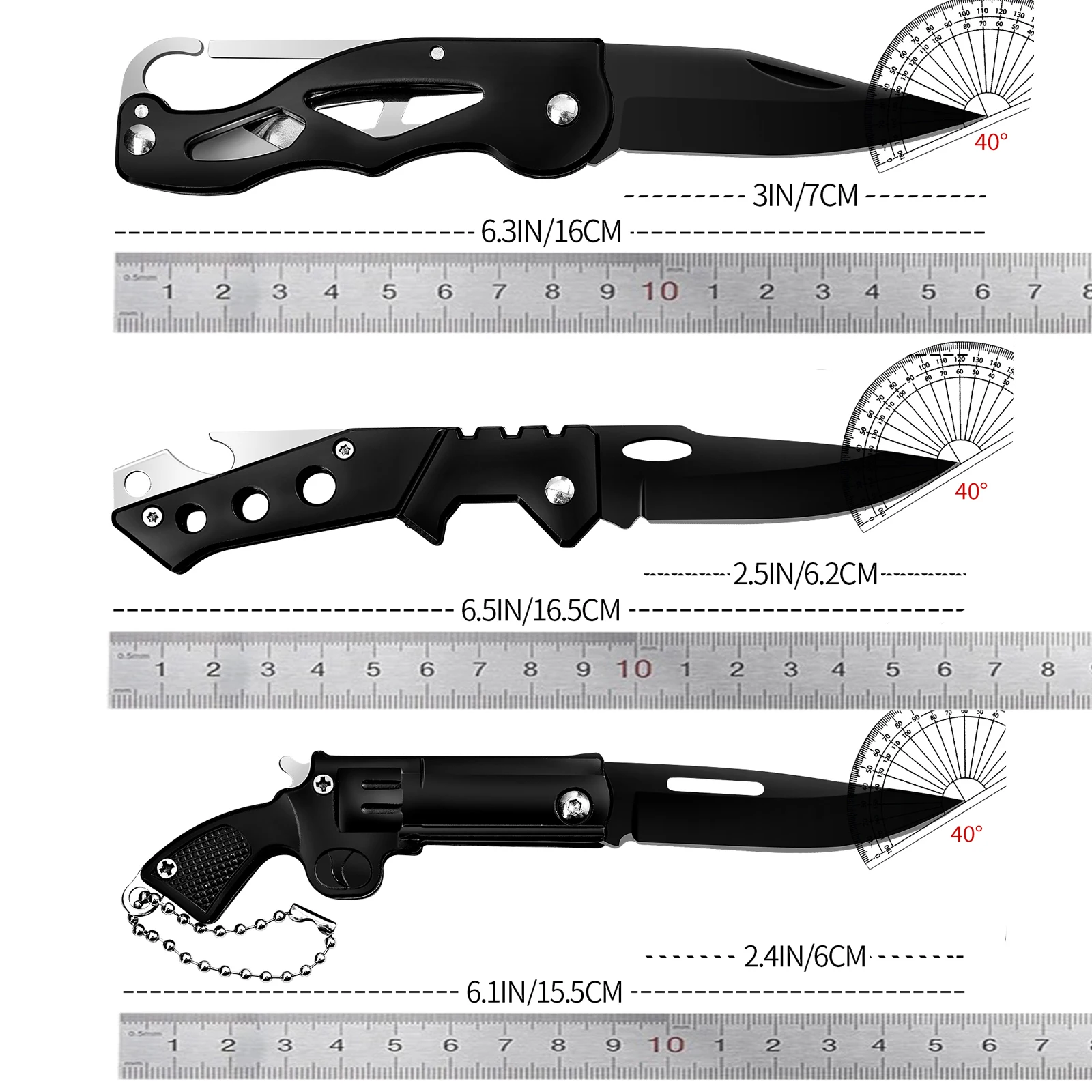 3 stuks roestvrijstalen sleutelhanger zakmes outdoor draagmes scherp zakmes fruitmes outdoor gereedschap kerstcadeaus