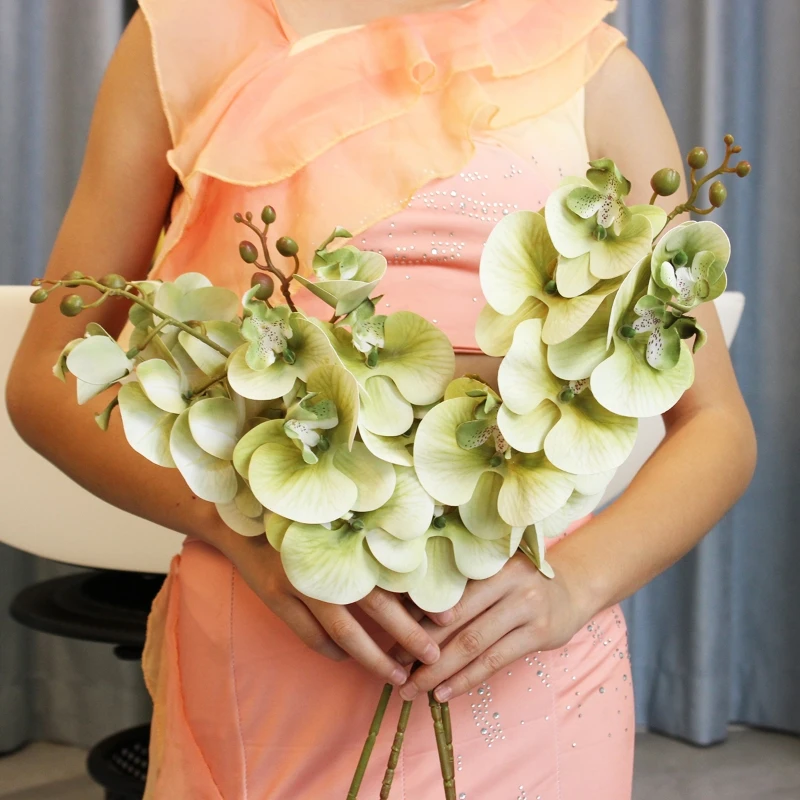 Juego de 4 piezas de orquídeas verdes matcha simuladas: perfecto para decoración elegante de hogar y boda, un gran regalo para el día de San Valentín, madre