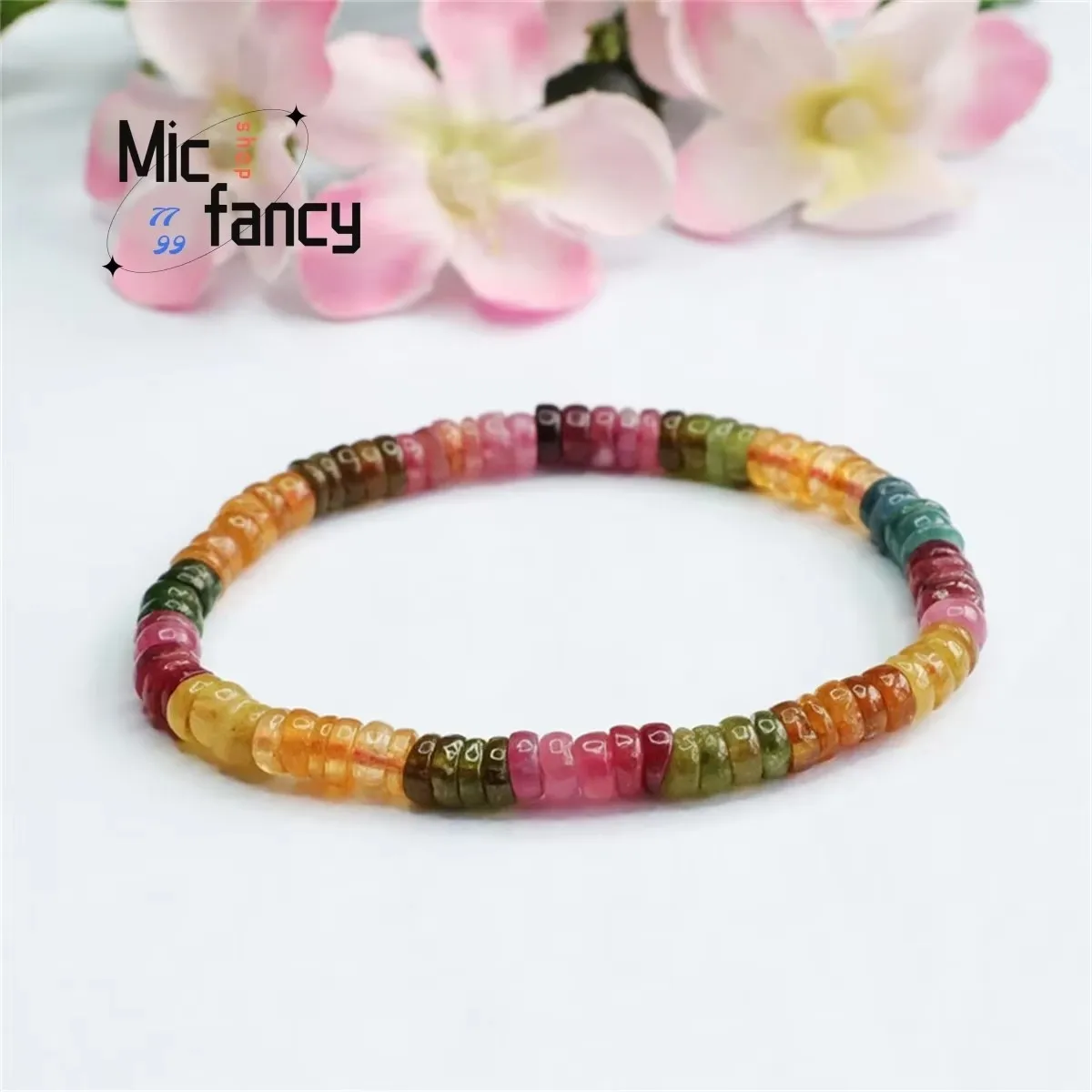 Natural Tourmaline Rainbow Multi-color Crystal Safety Clasp Abacus Beads String Bracelet Simple Generous Personality Women Gift