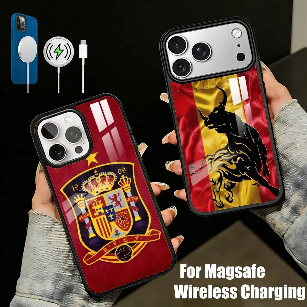 

The Flog Soul Of Spain-n Phone Case For iPhone17,16,15,14,13 Plus,Pro Max Magnetic For Magsafe Wireless Charging