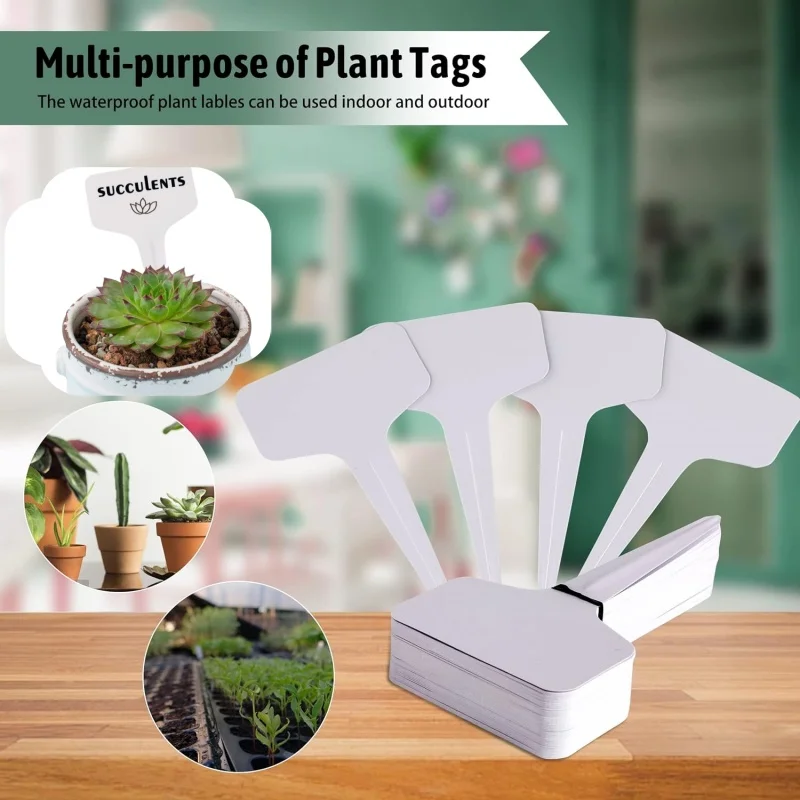 White Nursery Garden Plant Tags Reusable Stake Tags Markers Plastic Writing Plate Board Plug In Card for Potted Plants Seedlings