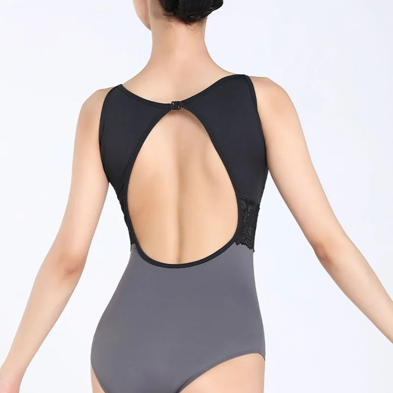 Body per balletto per donna cuciture decorazione in pizzo a vita body da ginnastica costume da bagno per adulti per costumi da Ballerina danzanti