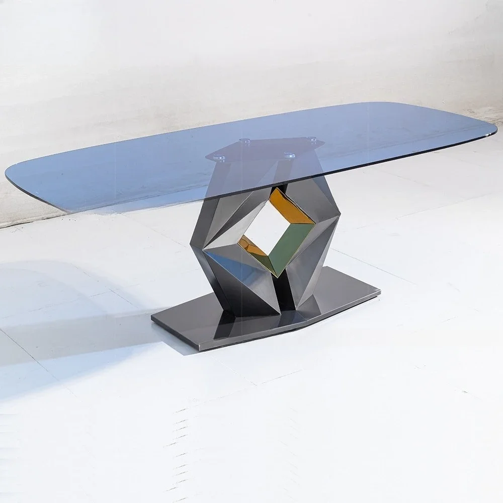 Light luxury marble dining table for home use high-end villa rectangular western dining table