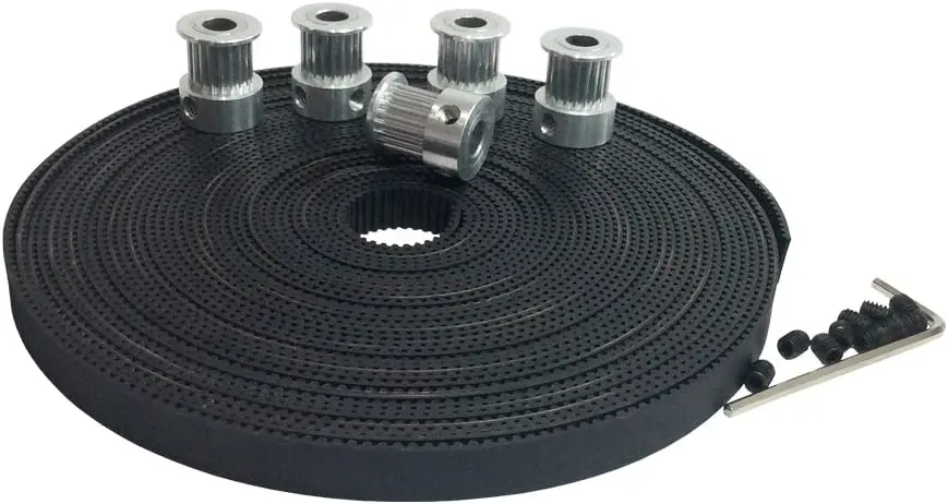 

2GT Open Ended Timing Belt Motor Drive Belt Width=9mm Rubber with Fiberglass Core for 3D Printer Pack of 5Meters