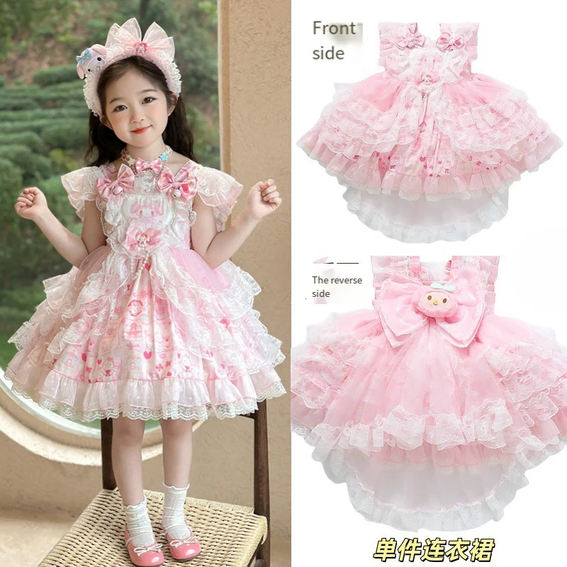 Mymelody Lolita Skirt Puffy Skirt Princess Skirt Garnish Skirt Glowing Headpiece Girl Clothing Dress Party Cartoon Festival Gift