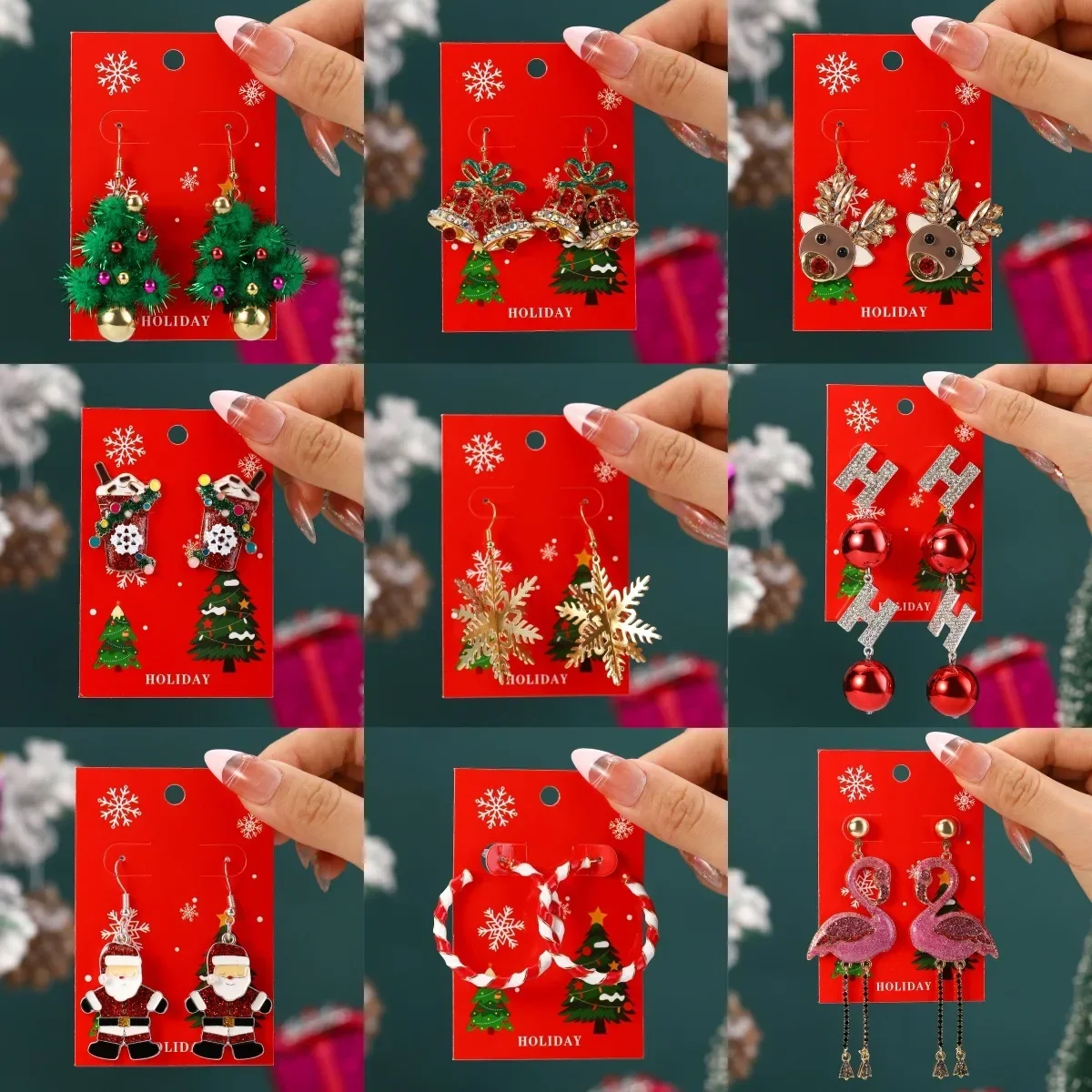 

New Fashion Christmas Tree Earrings for Women Cute Rhinestone Santa Claus Bells Drop Earring Xmas New Year Holiday Jewelry