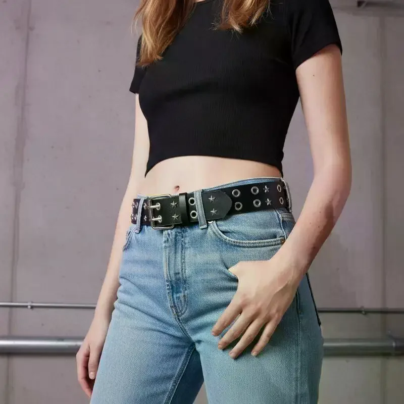 Y2K Metal Punk Bullet Rivet Belt Sturdy Retro Heavy Industry Waist Belt for Women Girls Fashion Gothic Outfit Accessory