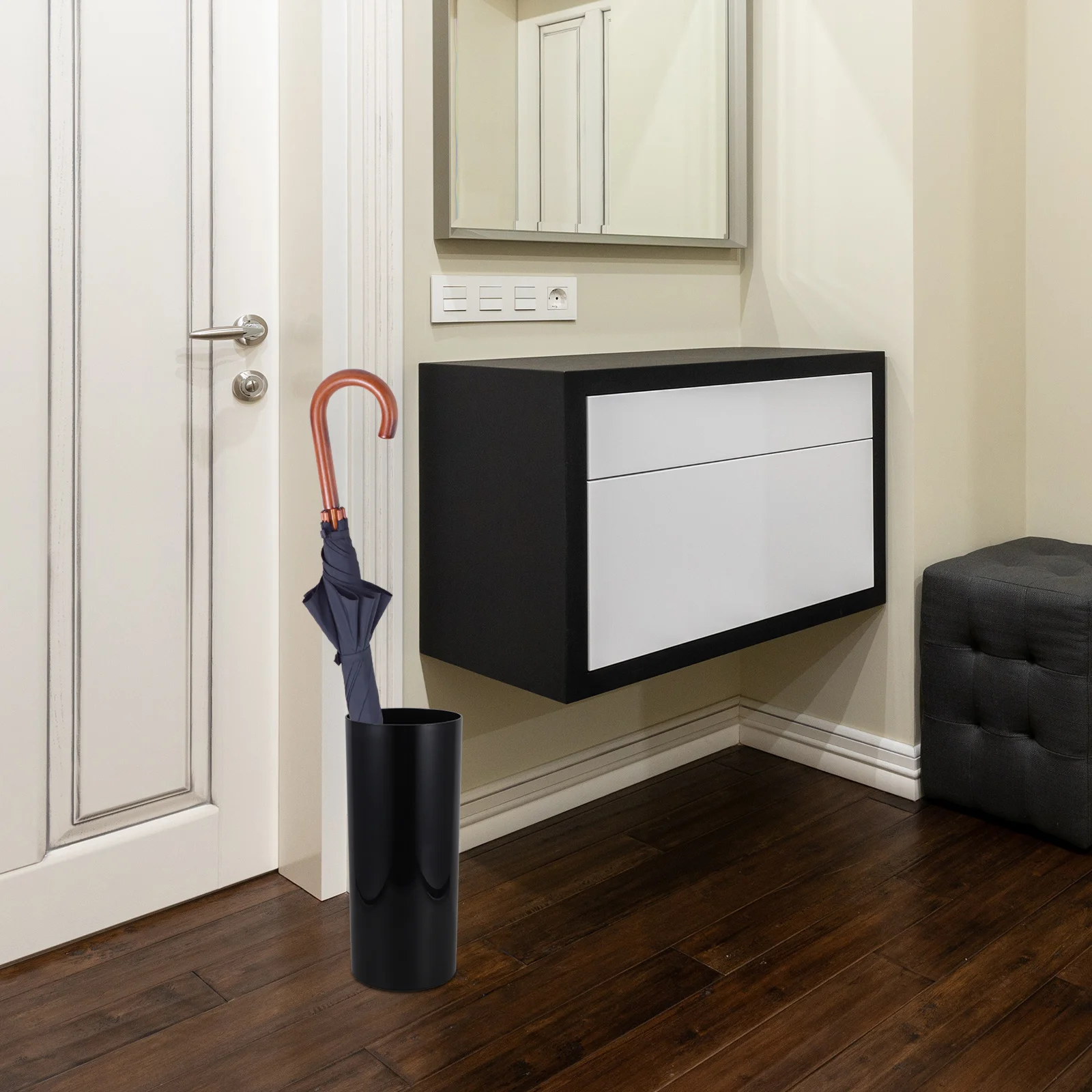 

Round Plastic Umbrella Holder Entryway Umbrella Stand Dry Floor Organizer Home Office Storage Bucket 13.76 Inch Portable